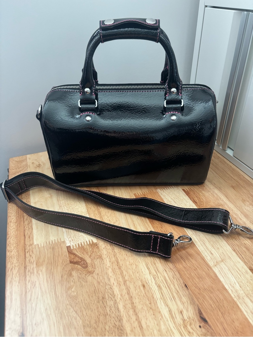 Dr. Martens Black Satchel with Pink Stitching - Picture 2 of 8